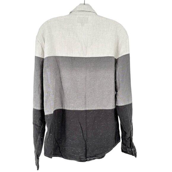 Rock & Republic Shirt Mens M Button Front Collared LS Roll Tab Black Gray White - Picture 6 of 9